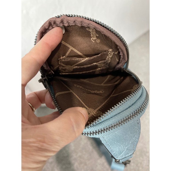 Wrangler Slate Blue Vegan Leather Sling Crossbody Bag Adjustable Strap Gunmetal - Picture 7 of 7